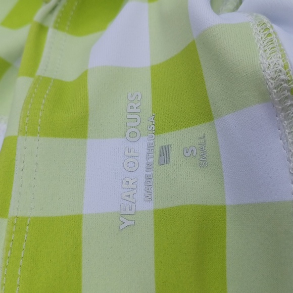 Year of Ours Lime Gingham Belted Biker Short NEW- Sz. Sm - Picture 9 of 10